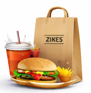 Combo de comida representando restaurantes no ZIKES Food